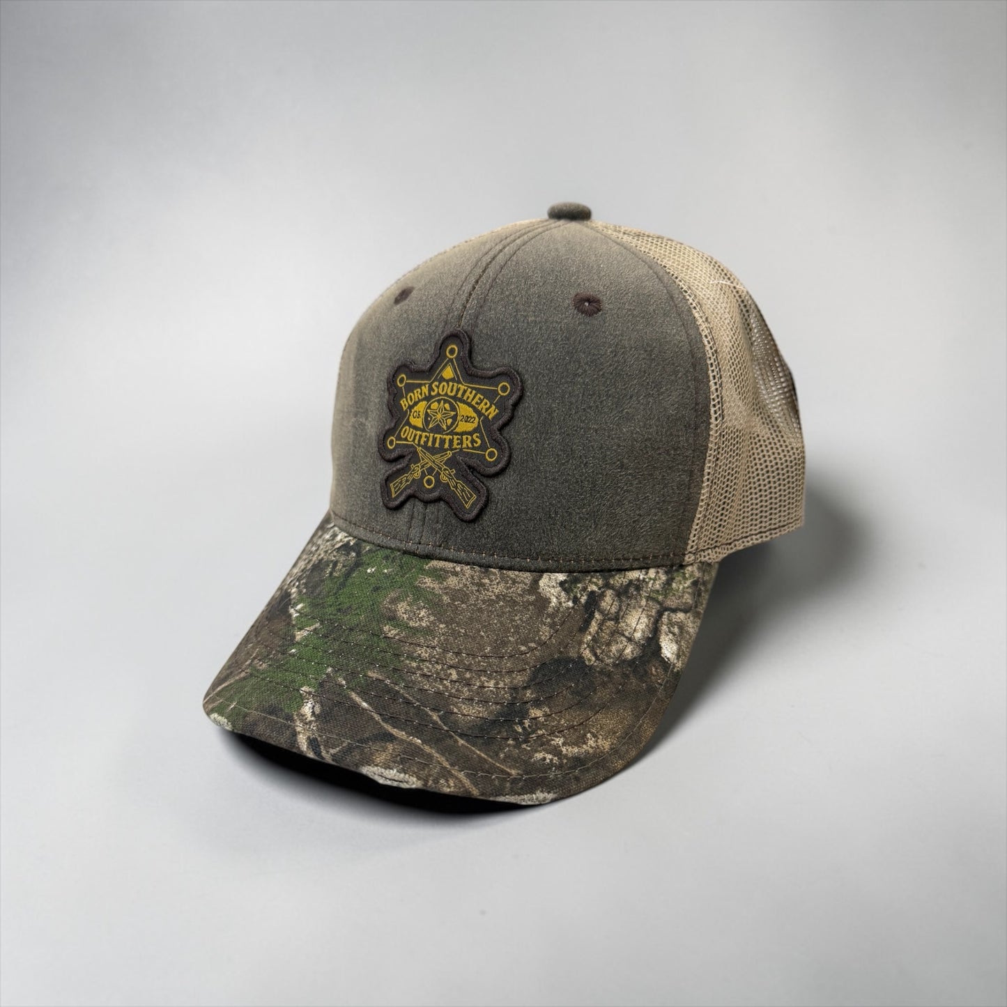 Distressed camo hat