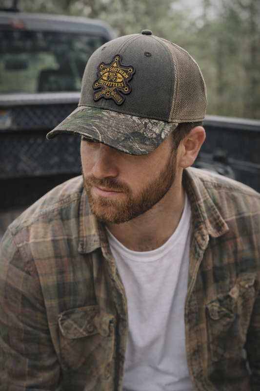 Distressed camo hat