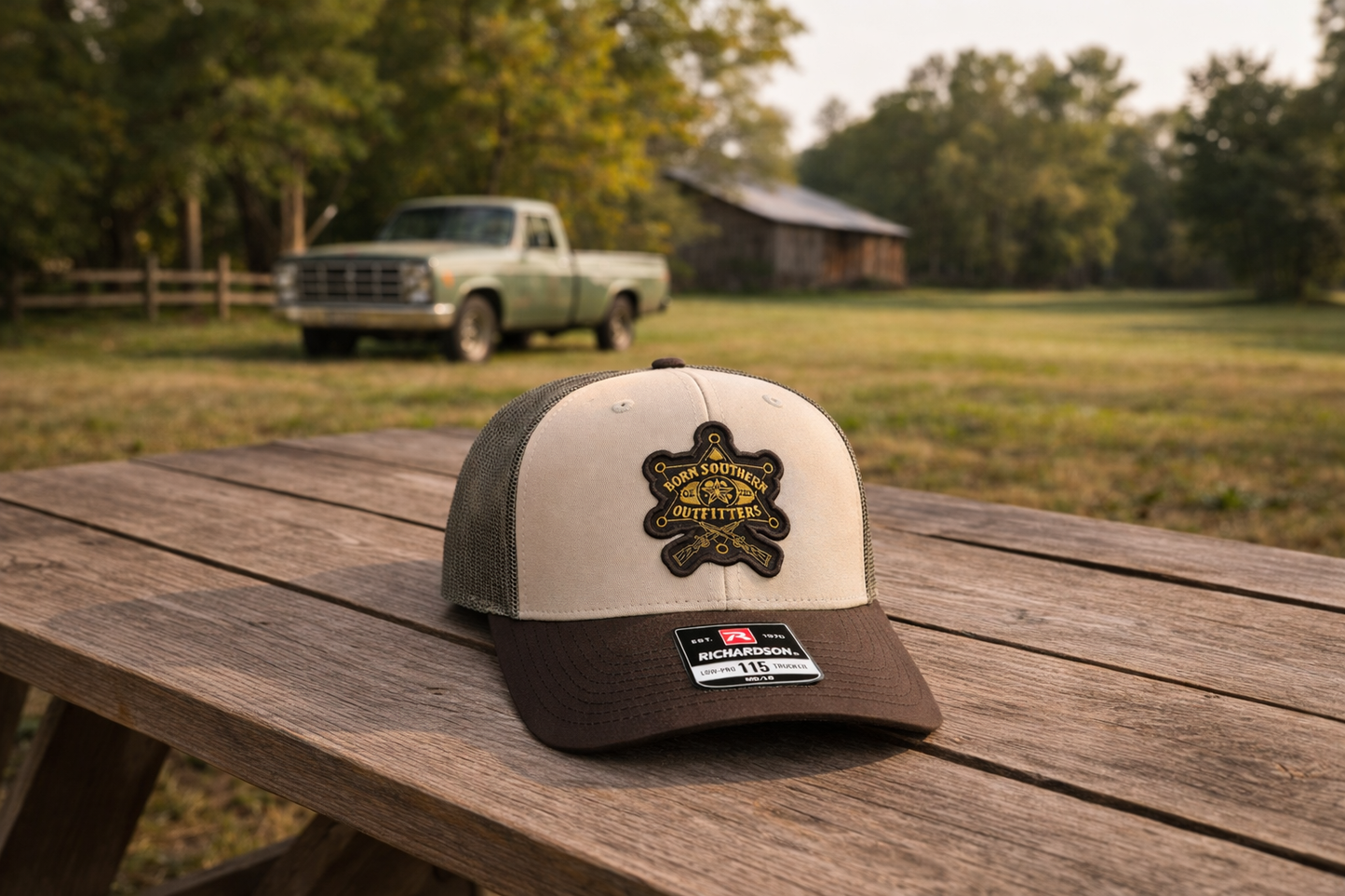 Khaki/Brown Vintage badge hat