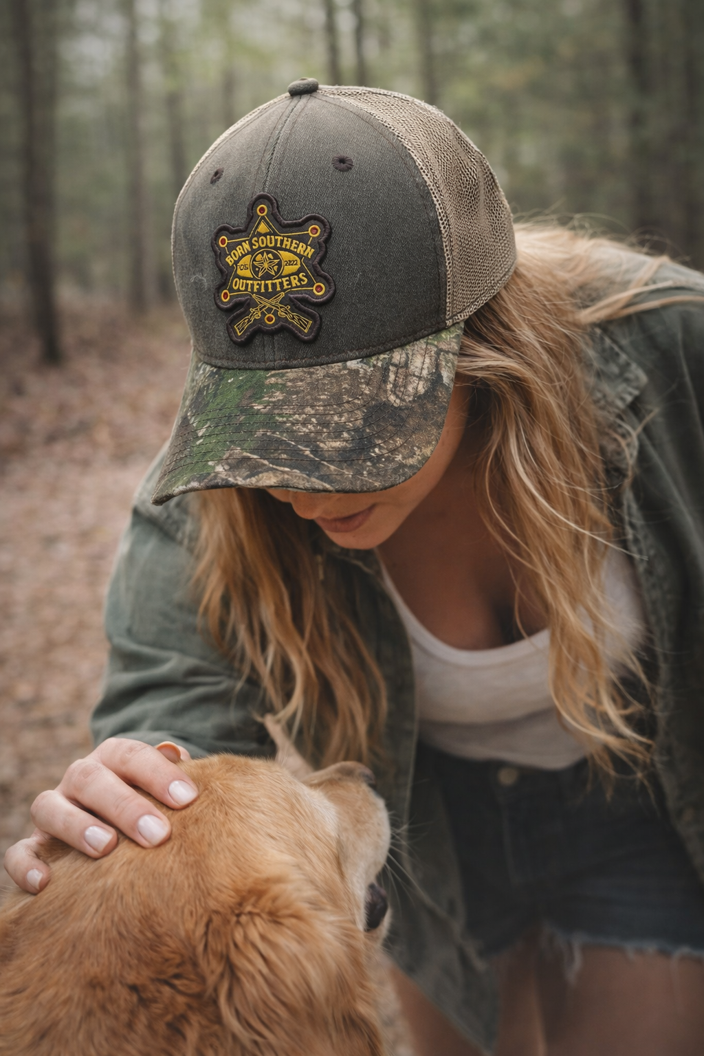 Distressed camo hat